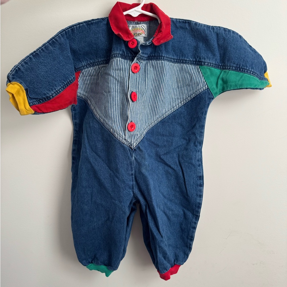 Vintage-Inspired Denim Baby One-Piece Bodysuit – Multicolor